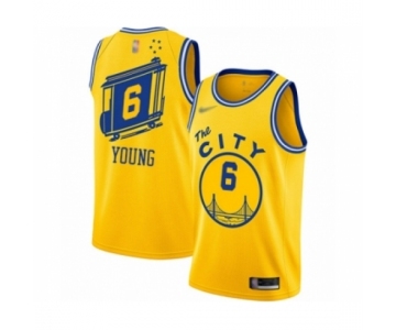 Men's Golden State Warriors #6 Nick Young Authentic Gold Hardwood Classics Basketball Jersey - The City Classic Edition