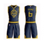 Men's Golden State Warriors #6 Nick Young Authentic Navy Blue Basketball Suit Jersey - City Edition