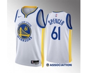 Men's Golden State Warriors #61 Pat Spencer White Association Edition Stitched Basketball Jersey