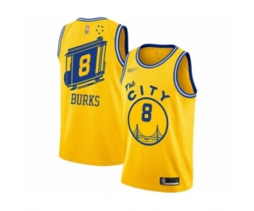 Men's Golden State Warriors #8 Alec Burks Authentic Gold Hardwood Classics Basketball Jersey - The City Classic Edition