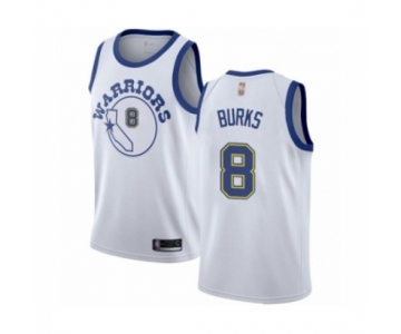 Men's Golden State Warriors #8 Alec Burks Authentic White Hardwood Classics Basketball Jersey