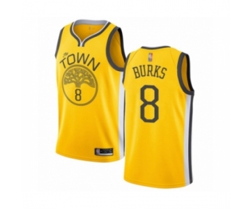 Men's Golden State Warriors #8 Alec Burks Yellow Swingman Jersey - Earned Edition