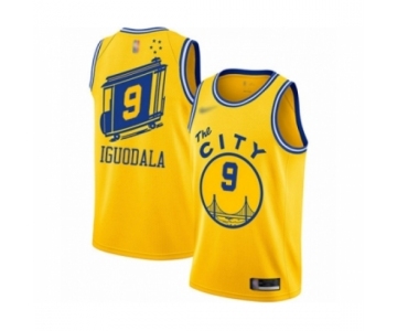 Men's Golden State Warriors #9 Andre Iguodala Authentic Gold Hardwood Classics Basketball Jersey - The City Classic Edition