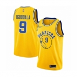 Men's Golden State Warriors #9 Andre Iguodala Authentic Gold Hardwood Classics Basketball Jersey