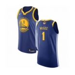 Men's Nike Golden State Warriors #1 JaVale McGee Authentic Royal Blue Road 2018 NBA Finals Bound NBA Jersey - Icon Edition