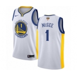 Men's Nike Golden State Warriors #1 JaVale McGee Authentic White Home 2018 NBA Finals Bound NBA Jersey - Association Edition