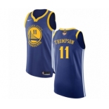 Men's Nike Golden State Warriors #11 Klay Thompson Authentic Royal Blue Road 2018 NBA Finals Bound NBA Jersey - Icon Edition