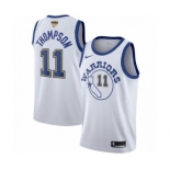 Men's Nike Golden State Warriors #11 Klay Thompson Authentic White Hardwood Classics 2018 NBA Finals Bound NBA Jersey