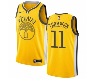 Men's Nike Golden State Warriors #11 Klay Thompson Yellow Swingman Jersey - Earned Edition