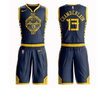 Men's Nike Golden State Warriors #13 Wilt Chamberlain Authentic Navy Blue NBA Suit Jersey - City Edition