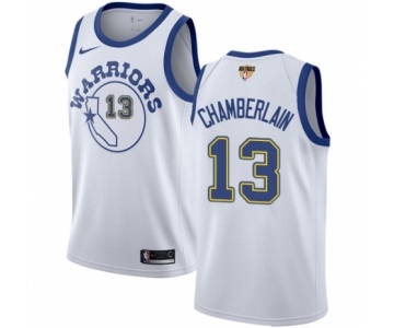 Men's Nike Golden State Warriors #13 Wilt Chamberlain Authentic White Hardwood Classics 2018 NBA Finals Bound NBA Jersey