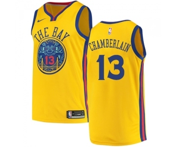 Men's Nike Golden State Warriors #13 Wilt Chamberlain Swingman Gold NBA Jersey - City Edition