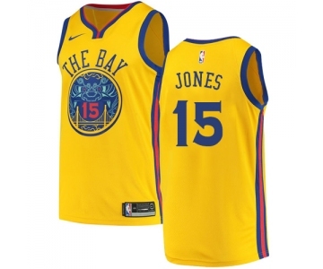 Men's Nike Golden State Warriors #15 Damian Jones Authentic Gold NBA Jersey - City Edition