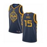 Men's Nike Golden State Warriors #15 Damian Jones Authentic Navy Blue NBA Jersey - City Edition