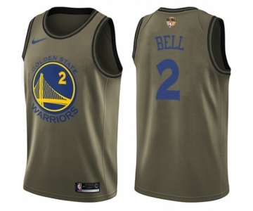 Men's Nike Golden State Warriors #2 Jordan Bell Swingman Green Salute to Service 2018 NBA Finals Bound NBA Jersey