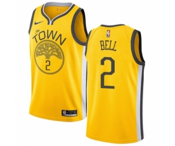 Men's Nike Golden State Warriors #2 Jordan Bell Yellow Swingman Jersey - Earned Edition