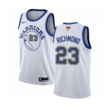 Men's Nike Golden State Warriors #23 Mitch Richmond Authentic White Hardwood Classics 2018 NBA Finals Bound NBA Jersey