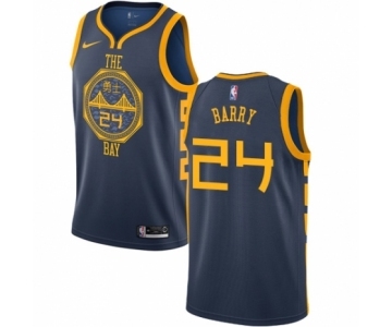 Men's Nike Golden State Warriors #24 Rick Barry Authentic Navy Blue NBA Jersey - City Edition