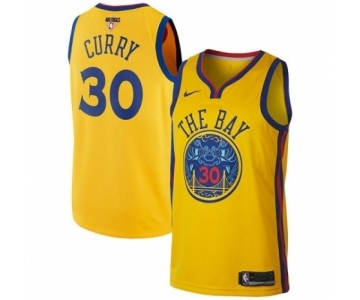 Men's Nike Golden State Warriors #30 Stephen Curry Authentic Gold 2018 NBA Finals Bound NBA Jersey - City Edition