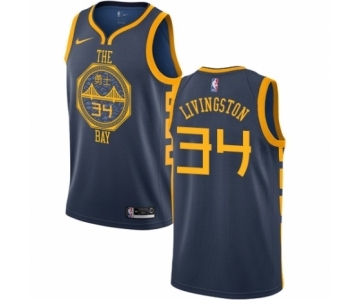 Men's Nike Golden State Warriors #34 Shaun Livingston Authentic Navy Blue NBA Jersey - City Edition