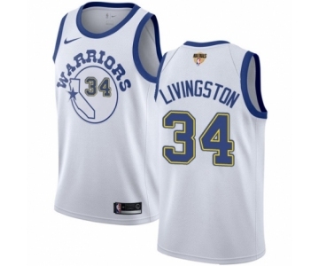 Men's Nike Golden State Warriors #34 Shaun Livingston Authentic White Hardwood Classics 2018 NBA Finals Bound NBA Jersey