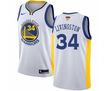 Men's Nike Golden State Warriors #34 Shaun Livingston Authentic White Home 2018 NBA Finals Bound NBA Jersey - Association Edition