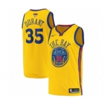 Men's Nike Golden State Warriors #35 Kevin Durant Authentic Gold 2018 NBA Finals Bound NBA Jersey - City Edition