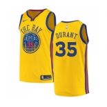 Men's Nike Golden State Warriors #35 Kevin Durant Authentic Gold NBA Jersey - City Edition