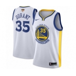 Men's Nike Golden State Warriors #35 Kevin Durant Authentic White Home 2018 NBA Finals Bound NBA Jersey - Association Edition