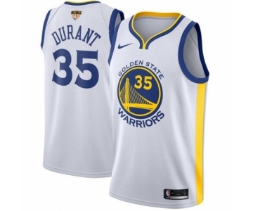 Men's Nike Golden State Warriors #35 Kevin Durant Authentic White Home 2018 NBA Finals Bound NBA Jersey - Association Edition