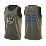 Men's Nike Golden State Warriors #35 Kevin Durant Swingman Green Salute to Service 2018 NBA Finals Bound NBA Jersey