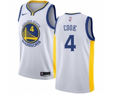 Men's Nike Golden State Warriors #4 Quinn Cook Authentic White NBA Jersey - Association Edition