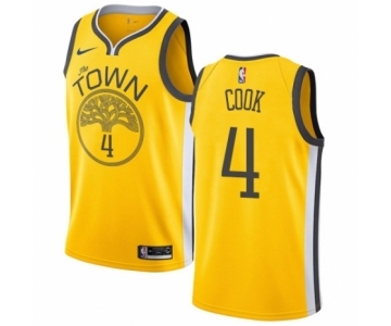 Men's Nike Golden State Warriors #4 Quinn Cook Yellow Swingman Jersey - Earned Edition