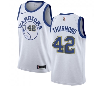 Men's Nike Golden State Warriors #42 Nate Thurmond Swingman White Hardwood Classics NBA Jersey