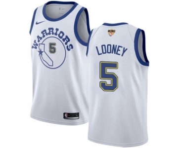 Men's Nike Golden State Warriors #5 Kevon Looney Authentic White Hardwood Classics 2018 NBA Finals Bound NBA Jersey