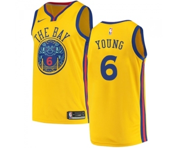 Men's Nike Golden State Warriors #6 Nick Young Swingman Gold NBA Jersey - City Edition