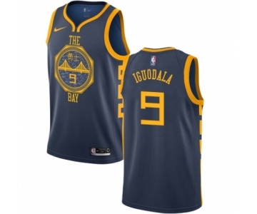 Men's Nike Golden State Warriors #9 Andre Iguodala Authentic Navy Blue NBA Jersey - City Edition