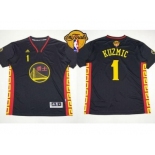 NBA Golden State Warrlors #1 Ognjen Kuzmic Black Slate Chinese New Year The Finals Patch Stitched Jerseys