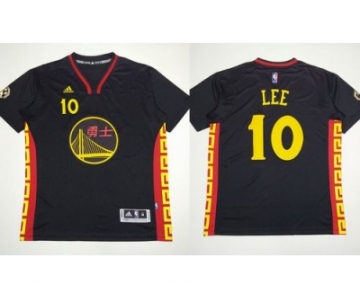 NBA Golden State Warrlors #10 David Lee Black Slate Chinese New Year Stitched Jerseys