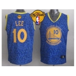 NBA Golden State Warrlors #10 David Lee Blue Crazy Light The Finals Patch Stitched Jerseys