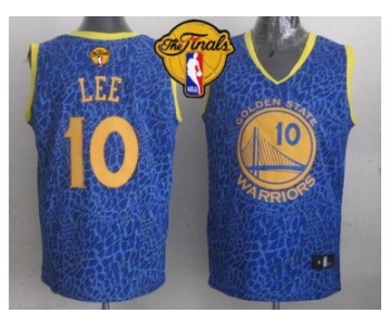 NBA Golden State Warrlors #10 David Lee Blue Crazy Light The Finals Patch Stitched Jerseys