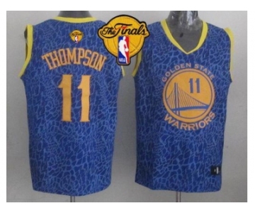 NBA Golden State Warrlors #11 Klay Thompson Blue Crazy Light The Finals Patch Stitched Jerseys