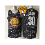 NBA Golden State Warrlors #30 Stephen Curry Black City Light The Finals Patch Stitched Jerseys