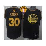 NBA Golden State Warrlors #30 Stephen Curry Black Precious Metals Fashion The Finals Patch Stitched Jerseys