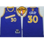 NBA Golden State Warrlors #30 Stephen Curry Blue Throwback The Finals Patch Stitched Jerseys