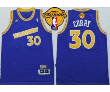 NBA Golden State Warrlors #30 Stephen Curry Blue Throwback The Finals Patch Stitched Jerseys