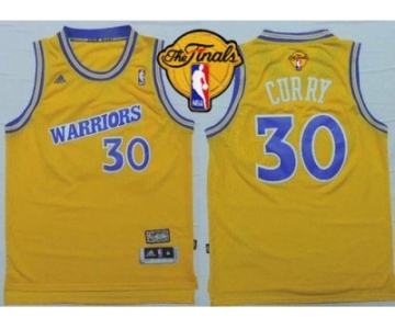 NBA Golden State Warrlors #30 Stephen Curry Gold Throwback The Finals Patch Stitched Jerseys