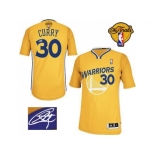 NBA Revolution 30 Golden State Warrlors #30 Stephen Curry Gold Autographed The Finals Patch Stitched Jerseys