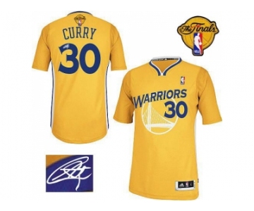 NBA Revolution 30 Golden State Warrlors #30 Stephen Curry Gold Autographed The Finals Patch Stitched Jerseys