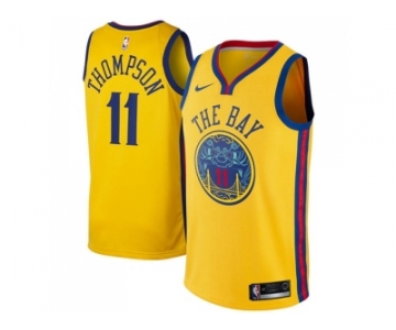 Nike Golden State Warriors #11 Klay Thompson Gold NBA Swingman City Edition Jersey